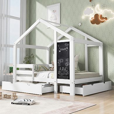 Merax House Bed With Blackboard And Drawers