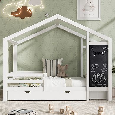 Merax House Bed With Blackboard And Drawers