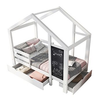 Merax House Bed With Blackboard And Drawers