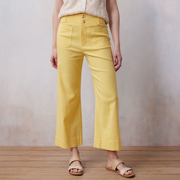 Petite LC Lauren Conrad High Waisted Cropped Wide Leg Pants