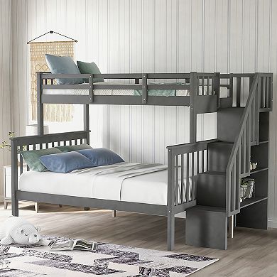 Merax Stairway Twin-Over-Full Bunk Bed with Storage