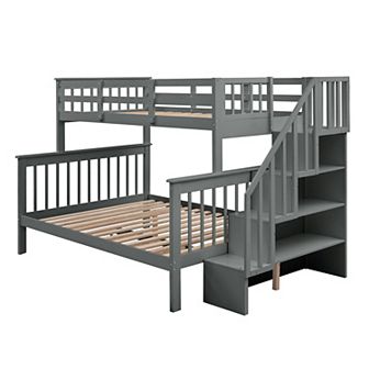 Merax Stairway Twin-Over-Full Bunk Bed with Storage