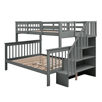 Merax Stairway Twin-Over-Full Bunk Bed with Storage