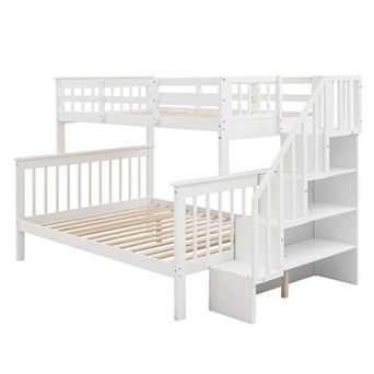 Merax Stairway Twin-Over-Full Bunk Bed with Storage