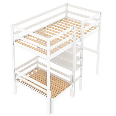 Merax Convertible Loft Bed with L-Shape Desk