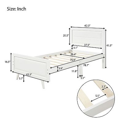 Merax Twin Size Bed Frame with Headboard and Footboard, Wood Platform Bed Twin Bed with Wood Slat Support