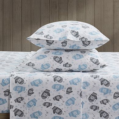 Bearpaw Mittens Triple Brushed Cotton Flannel Sheet Set with Pillowcases
