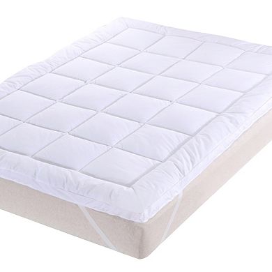 2-Inch Thick Comfort Mattress Topper 100% Cotton Shell, White Alternative Down fill