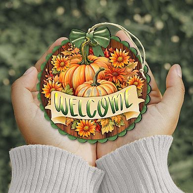 Welcome Wooden Holiday Ornaments by G. Debrekht - Thanksgiving Halloween Decor