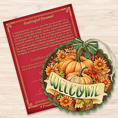 Welcome Wooden Holiday Ornaments by G. Debrekht - Thanksgiving Halloween Decor