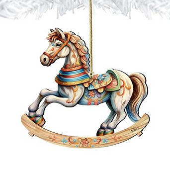 Rocking Horse Wooden Christmas Ornaments by G. Debrekht - Christmas Decor