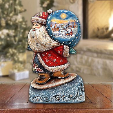 Christmas Night Sack Santa Hand-painted Wood Carved Masterpiece By G. Debrekht - Christmas Decor
