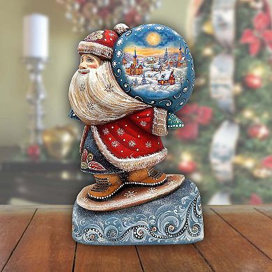 Christmas Night Sack Santa Hand-painted Wood Carved Masterpiece By G. Debrekht - Christmas Decor
