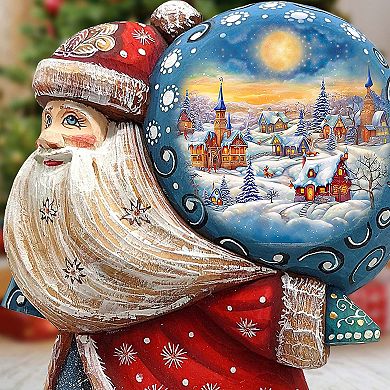 Christmas Night Sack Santa Hand-painted Wood Carved Masterpiece By G. Debrekht - Christmas Decor