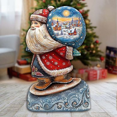 Christmas Night Sack Santa Hand-painted Wood Carved Masterpiece By G. Debrekht - Christmas Decor