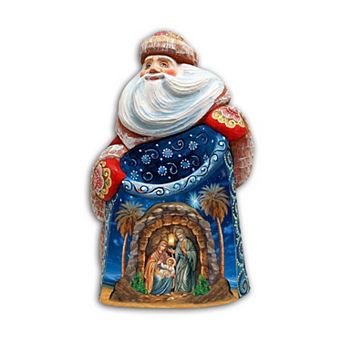 Classic Nativity Santa Wood Carved Masterpiece Figurine By G. Debrekht - Nativity Holiday Decor
