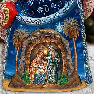 Classic Nativity Santa Wood Carved Masterpiece Figurine By G. Debrekht - Nativity Holiday Decor