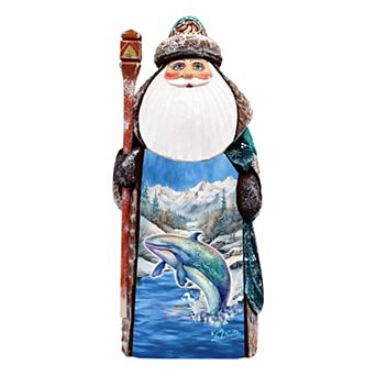 Whale's Melody Santa Wood Carved Masterpiece Figurine By G. Debrekht - Christmas Decor