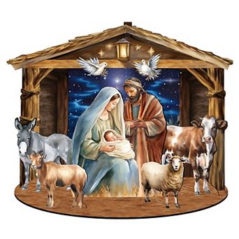 Classic Holy Family Nativity Scene 8.5-inch Christmas Village by G. Debrekht - Nativity Décor