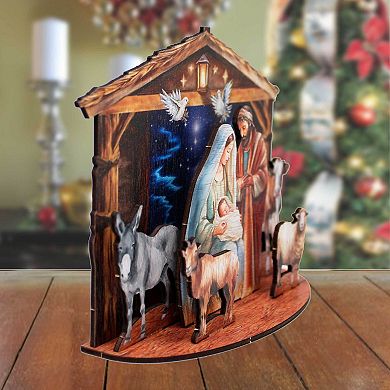 Classic Holy Family Nativity Scene 8.5-inch Christmas Village by G. Debrekht - Nativity Décor