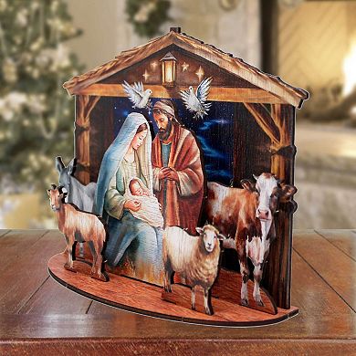 Classic Holy Family Nativity Scene 8.5-inch Christmas Village by G. Debrekht - Nativity Décor