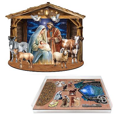 Classic Holy Family Nativity Scene 8.5-inch Christmas Village by G. Debrekht - Nativity Décor