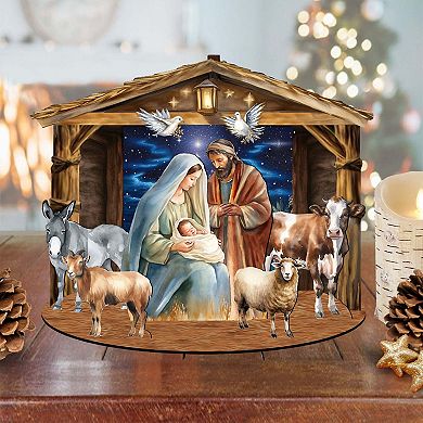 Classic Holy Family Nativity Scene 8.5-inch Christmas Village by G. Debrekht - Nativity Décor
