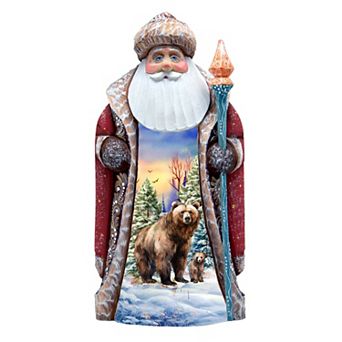 Grizzly Bear Santa Hand-painted Wood Carved Masterpiece By G. Debrekht - Christmas Decor