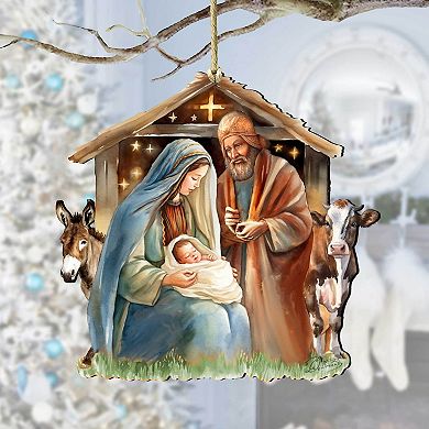 Born Under Bright Star Nativity Wooden Holiday Ornaments by G. DeBrekht - Nativity Holiday Decor