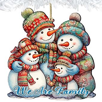 Snowmen Family Wooden Christmas Ornaments by G. Debrekht - Christmas Santa Snowman Decor