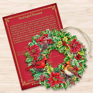 Holiday Cardinal Garland Wreath Wooden Christmas Ornaments by G. Debrekht - Christmas Decor