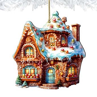 Gingerbread House Wooden Christmas Ornaments by G. Debrekht - Christmas Decor