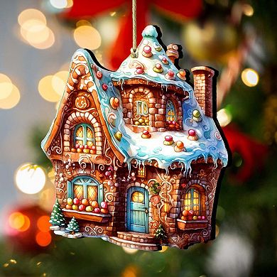 Gingerbread House Wooden Christmas Ornaments by G. Debrekht - Christmas Decor