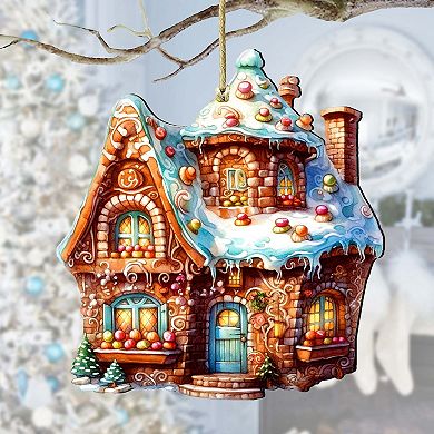 Gingerbread House Wooden Christmas Ornaments by G. Debrekht - Christmas Decor