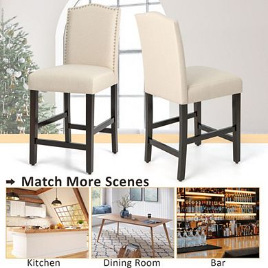 Hivvago 2 Pcs Fabric Nail Head Counter Height Dining Side Chairs Set