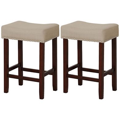 Hivvago Set Of 2 24 Inch Bar Stool With Curved Seat Cushions