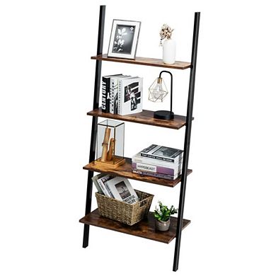 Hivvago 4-tier Industrial Leaning Wall Bookcase