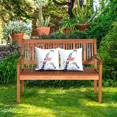 Hivvago Two Person Solid Wood Garden Bench With Curved Backrest And Wide Armrest