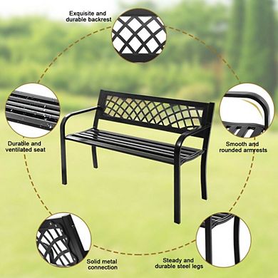 Hivvago Bench Deck With Steel Frame For Outdoor