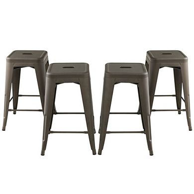 Hivvago 24 Inch Set Of 4 Counter Height Barstool Stackable Chair