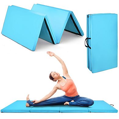 4-Panel Folding Gymnastics Mat With Carrying Handles For Home Gym