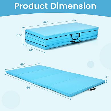 4-Panel Folding Gymnastics Mat With Carrying Handles For Home Gym