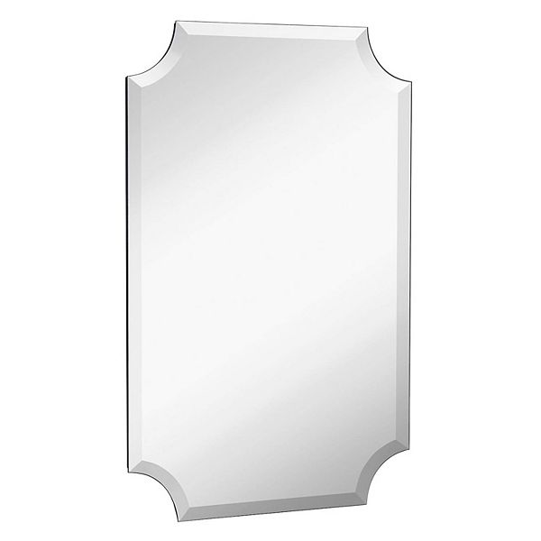 Frameless Scalloped Mirror with Beveled Edge Corners for Bathroom Vanity