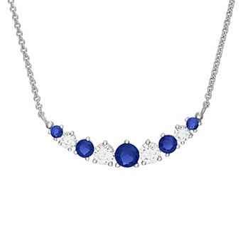 Sterling Silver Lab-Created Blue & White Sapphire Necklace