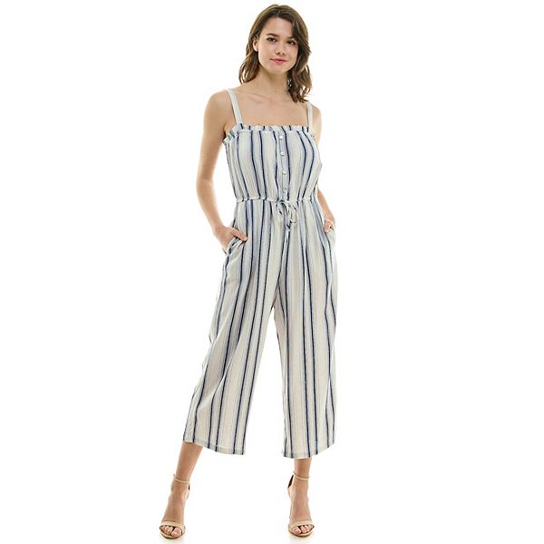 Olive Ribbed Sleeveless Button Front Jumpsuit