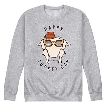 Men's Friends Happy Turkey Day Fleece Sweatshirt