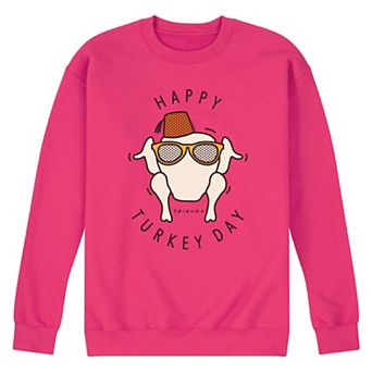 Men's Friends Happy Turkey Day Fleece Sweatshirt