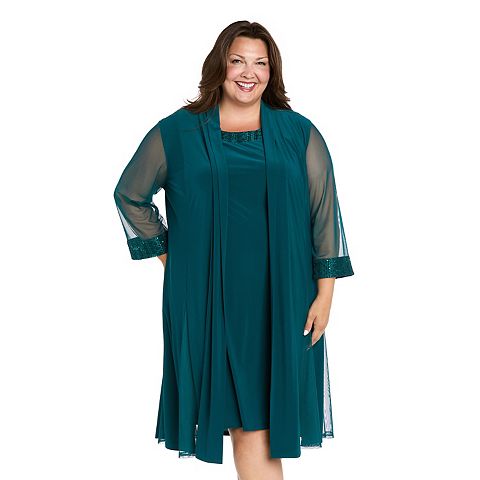 Женские платья R&M Plus Size R&M Richards 2 pc Duster Jacket & Dress