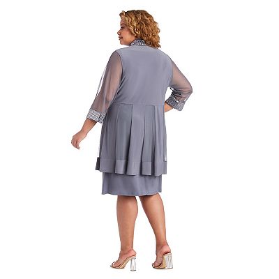 Plus Size R&M Richards 2-pc. Print Chevron Metallic Detail Jacket