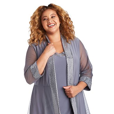 Plus Size R&M Richards 2-pc. Print Chevron Metallic Detail Jacket & Dress